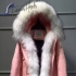 Moncler pink jacket with white fox